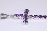 Amethyst C Z set 60 mm Long Cross, Made From Solid Cast Silver