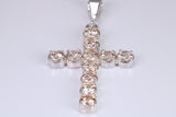 Champagne C Z set 60 mm Long Cross, Made From Solid Cast Silver