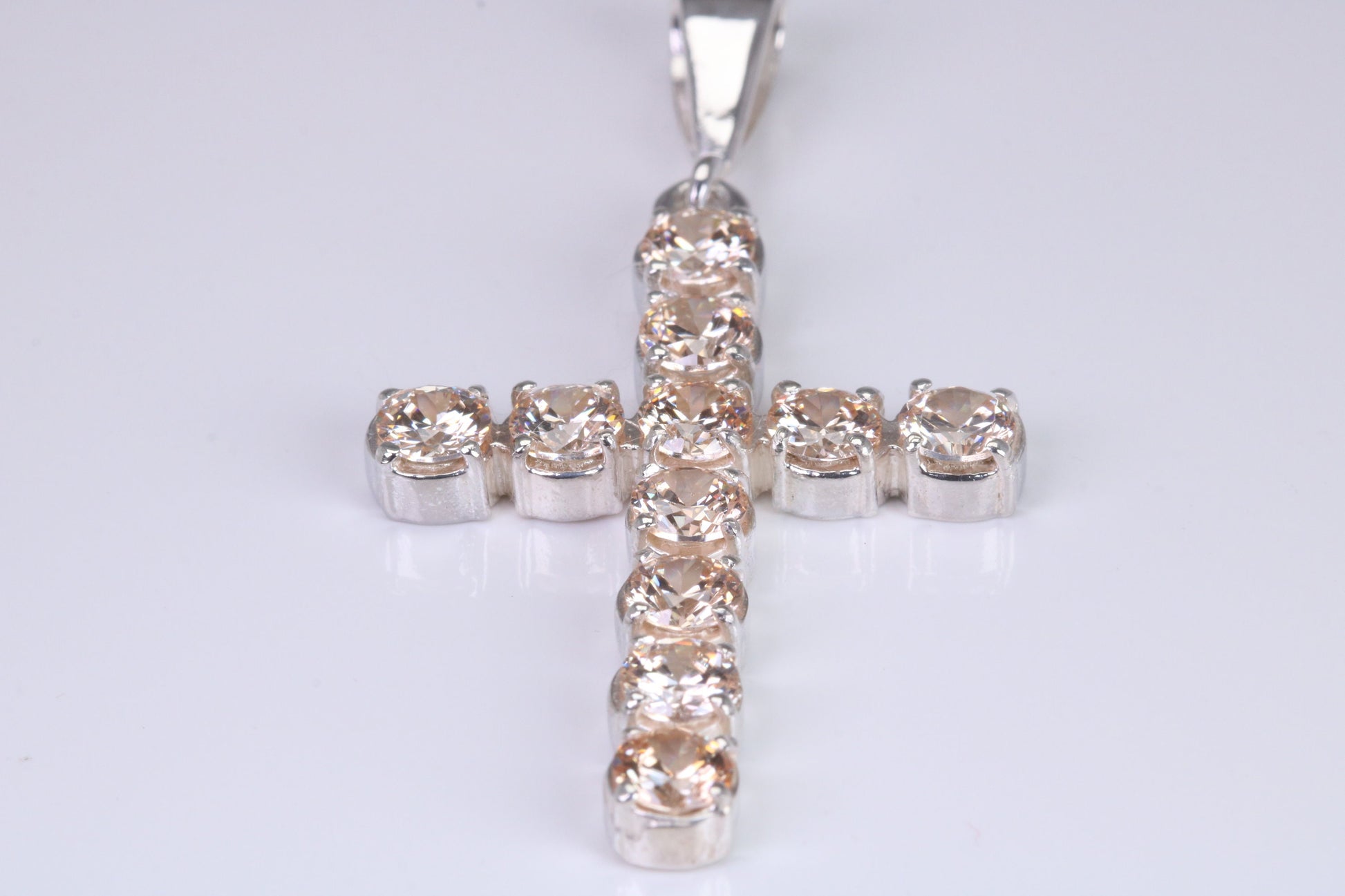 Champagne C Z set 60 mm Long Cross, Made From Solid Cast Silver