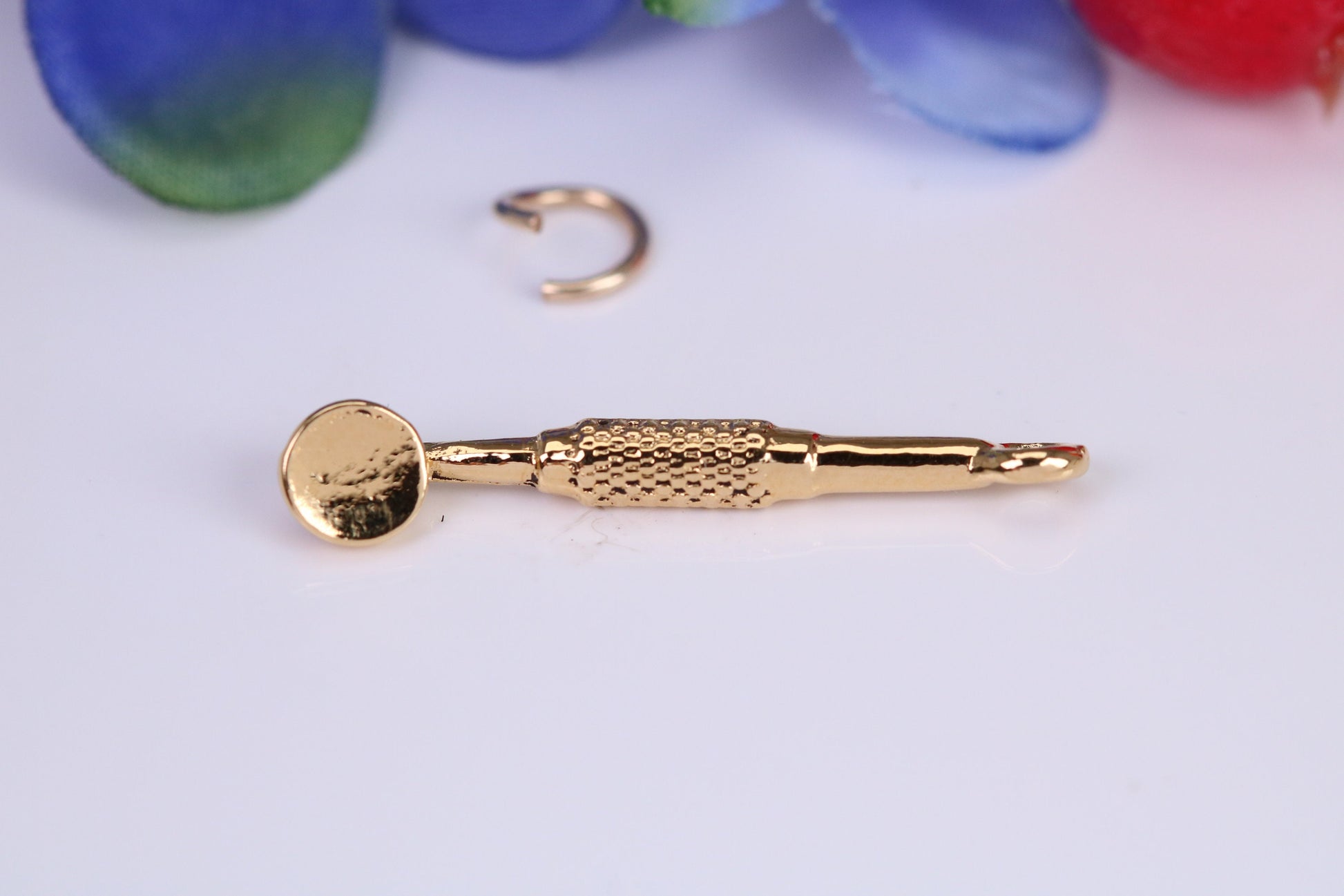 Dental Mirror Charm, Traditional Charm, Made from Solid Cast Yellow Gold, British Hallmarked