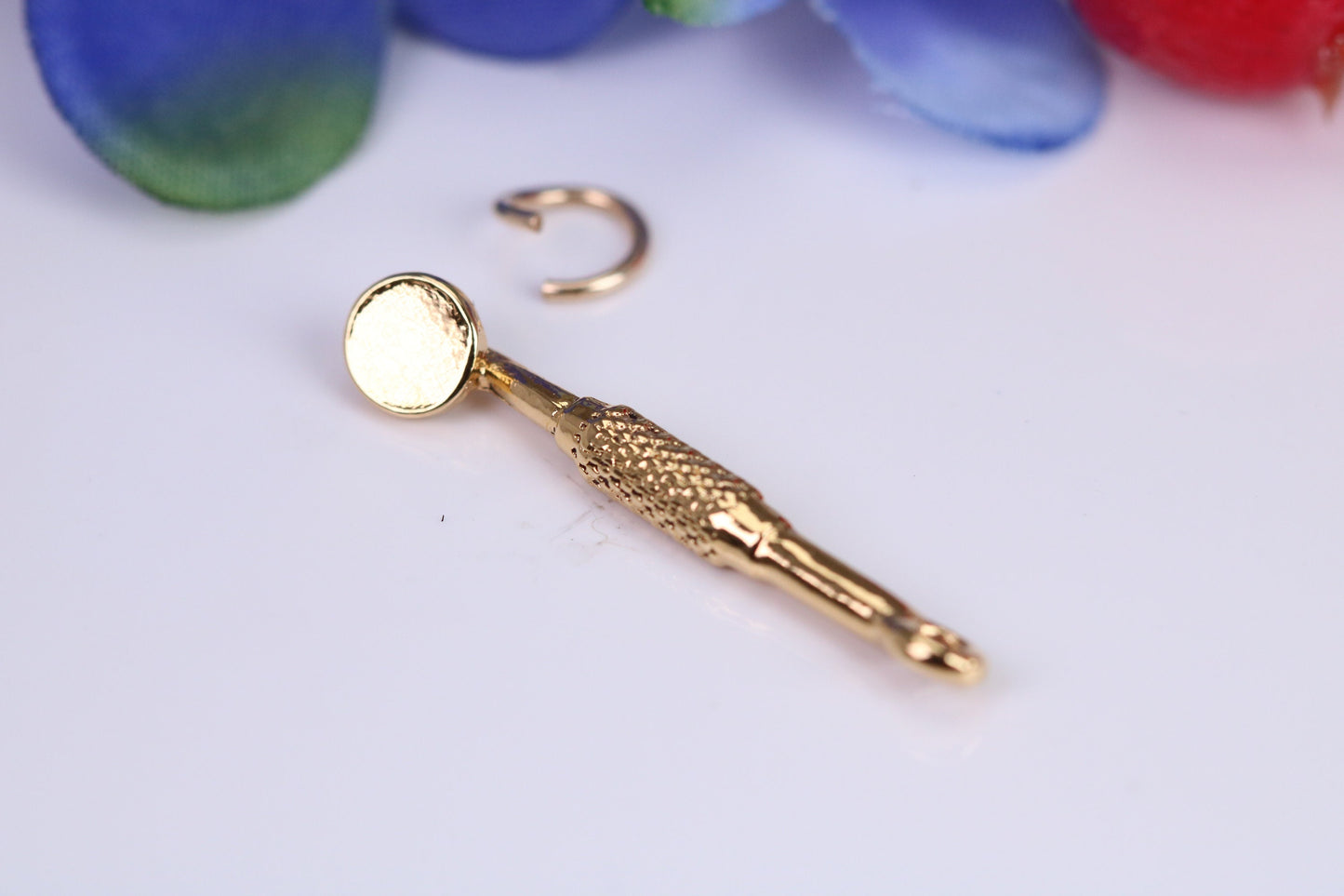 Dental Mirror Charm, Traditional Charm, Made from Solid Cast Yellow Gold, British Hallmarked