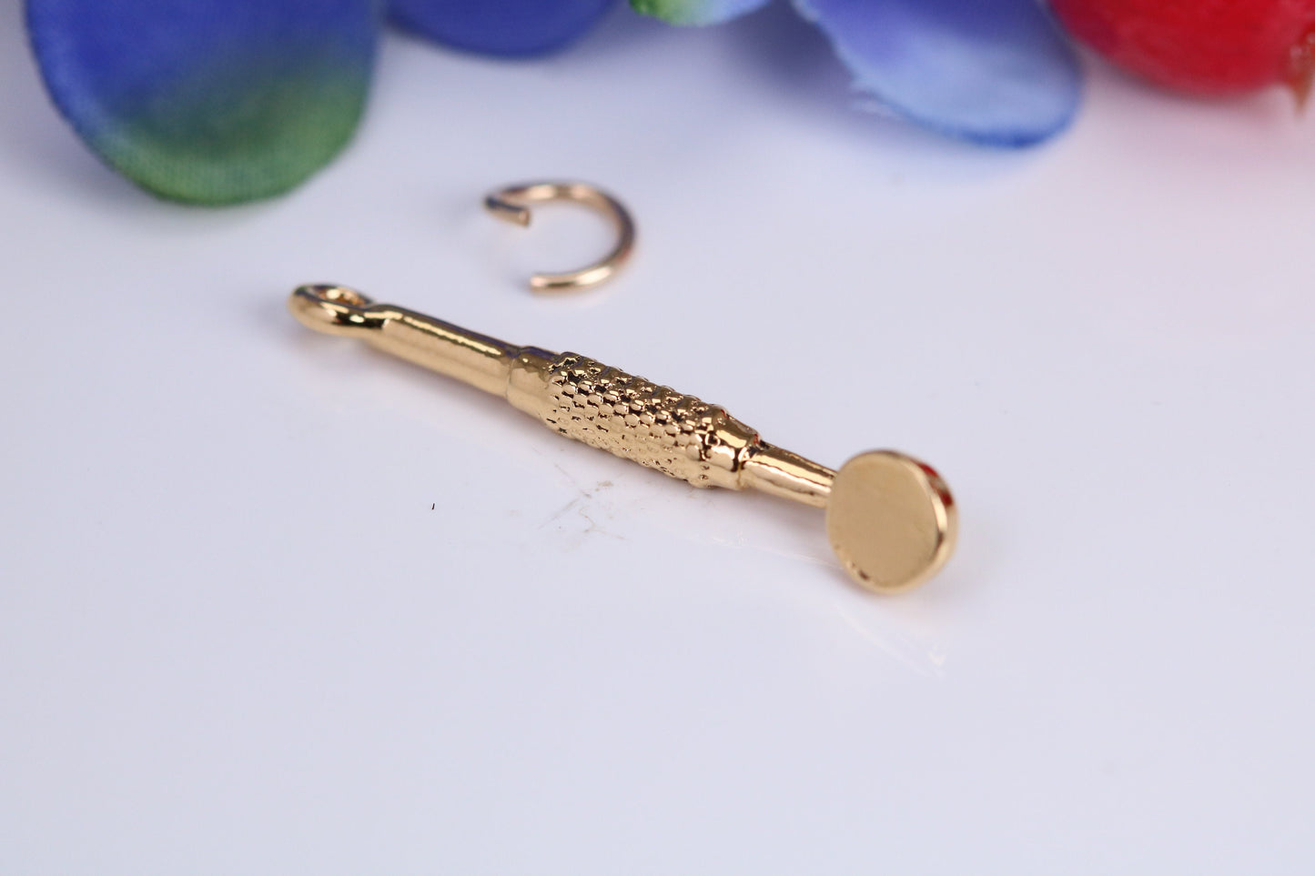 Dental Mirror Charm, Traditional Charm, Made from Solid Cast Yellow Gold, British Hallmarked