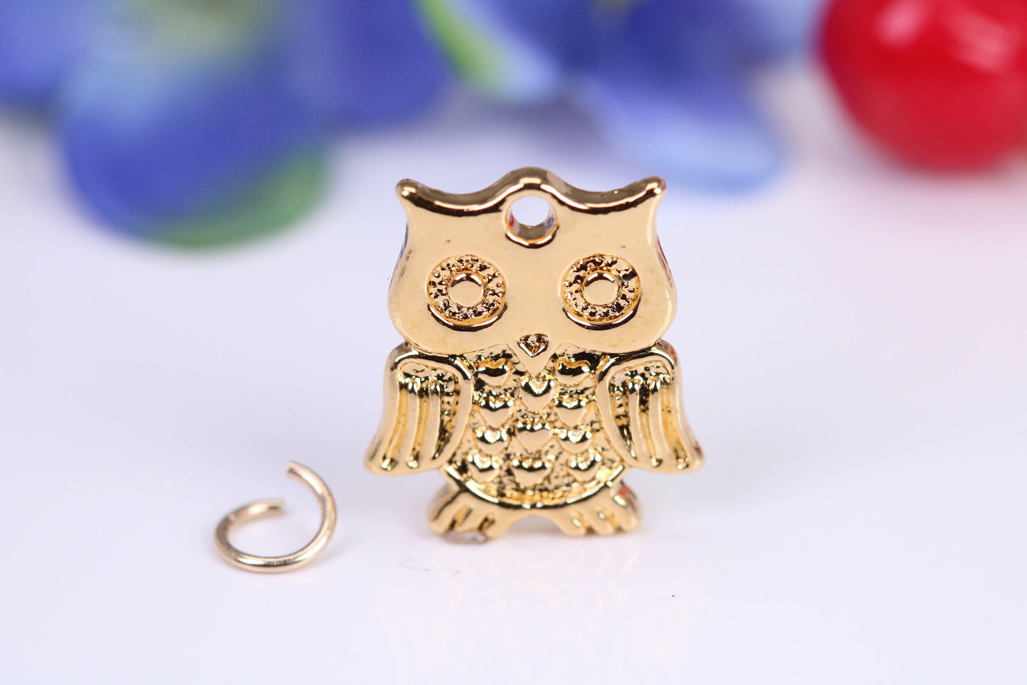 Owl Charm, Traditional Charm, Made from Solid Cast Yellow Gold, British Hallmarked