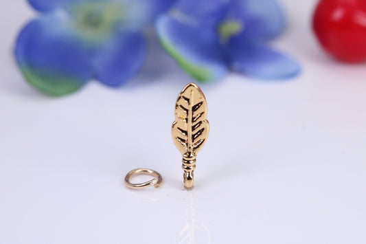 Leaf Charm, Traditional Charm, Made from Solid Cast Yellow Gold, British Hallmarked