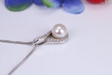 Natural Pearl and Cubic Zirconia set Necklace set in Solid Silver