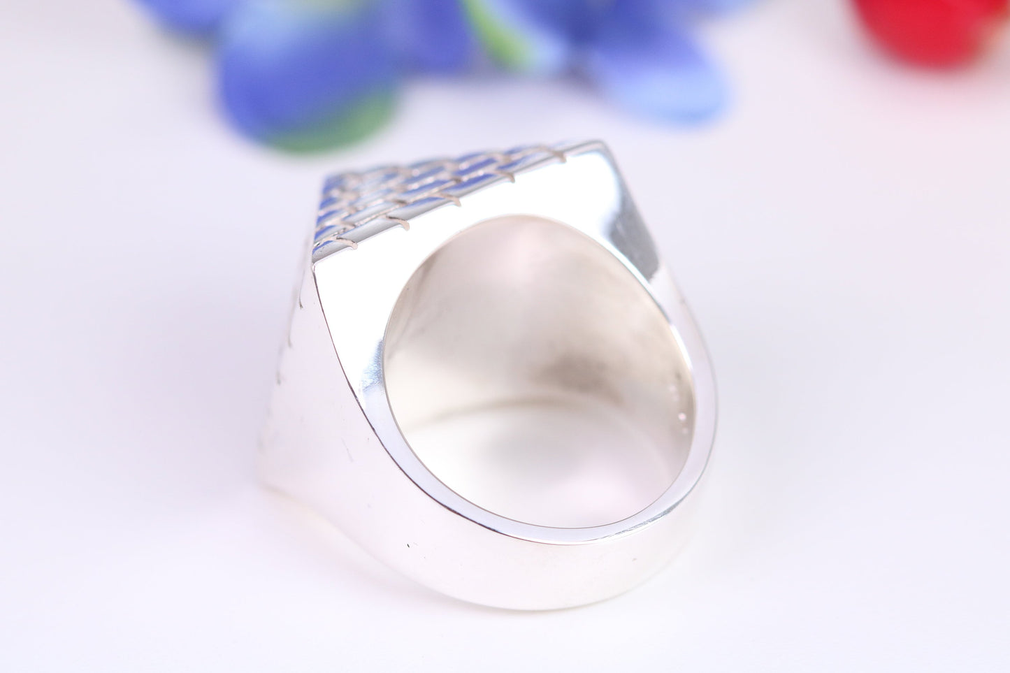 Very large and very heavy Pyramid ring, made from solid cast silver, British Hallmarked