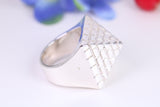 Very large and very heavy Pyramid ring, made from solid cast silver, British Hallmarked