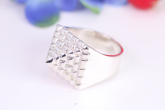 Large and heavy Pyramid ring, made from solid cast silver, British Hallmarked