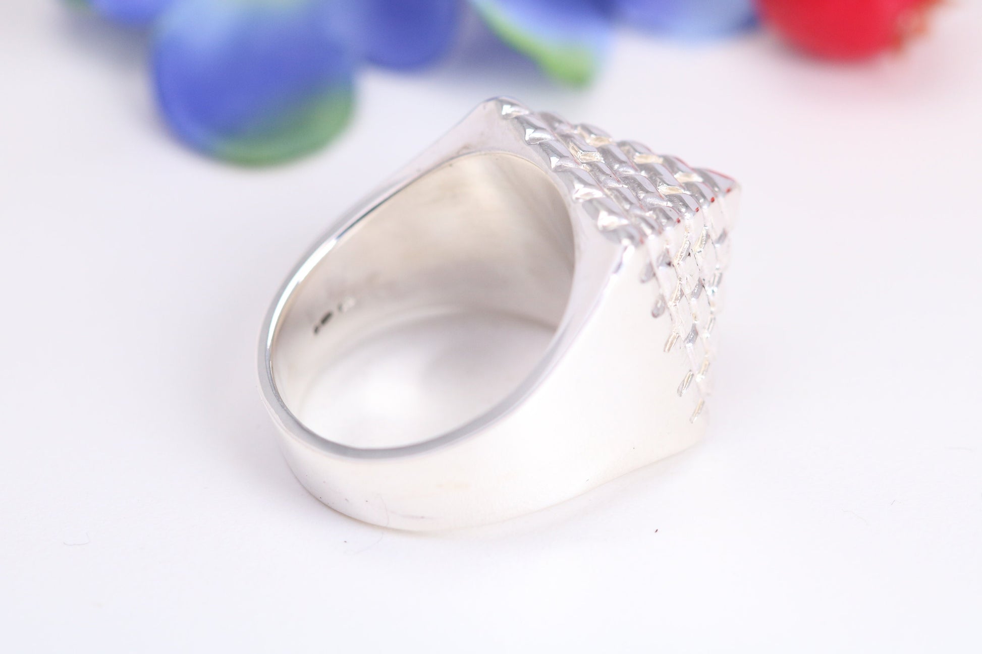 Large and heavy Pyramid ring, made from solid cast silver, British Hallmarked
