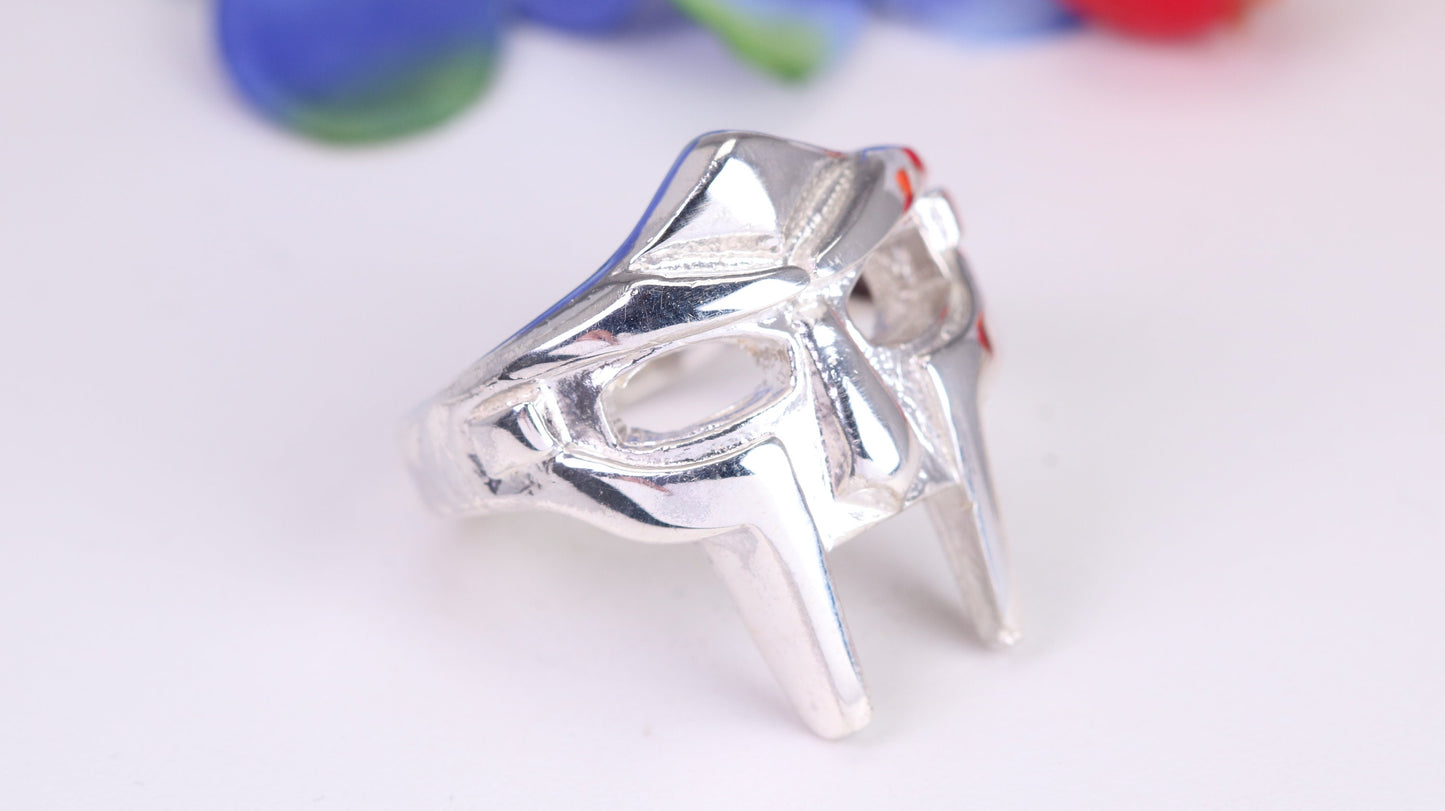 Mask Ring, made from solid cast Silver, British Hallmarked