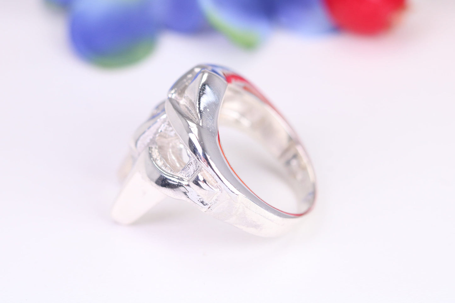 Mask Ring, made from solid cast Silver, British Hallmarked