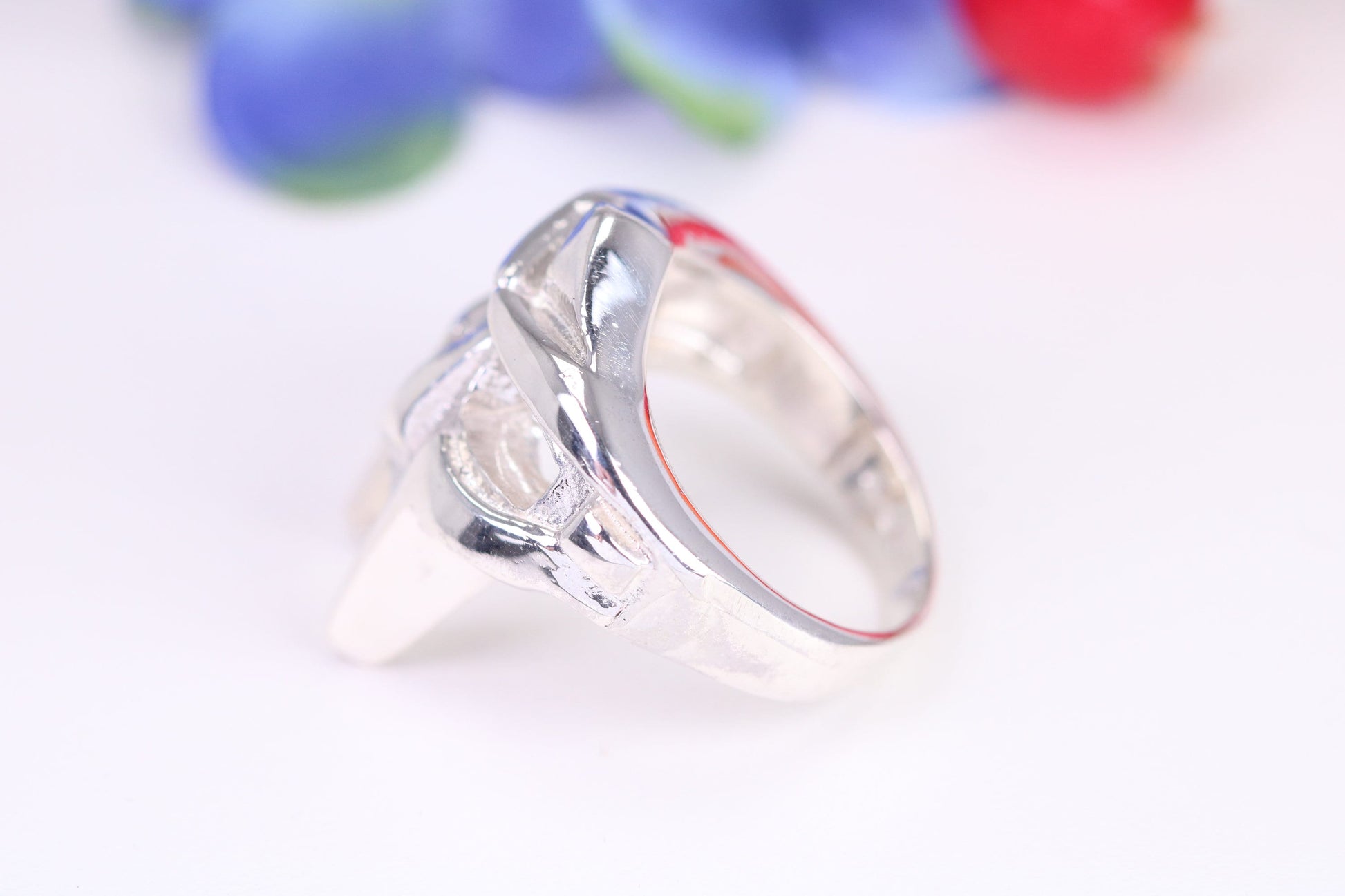 Mask Ring, made from solid cast Silver, British Hallmarked