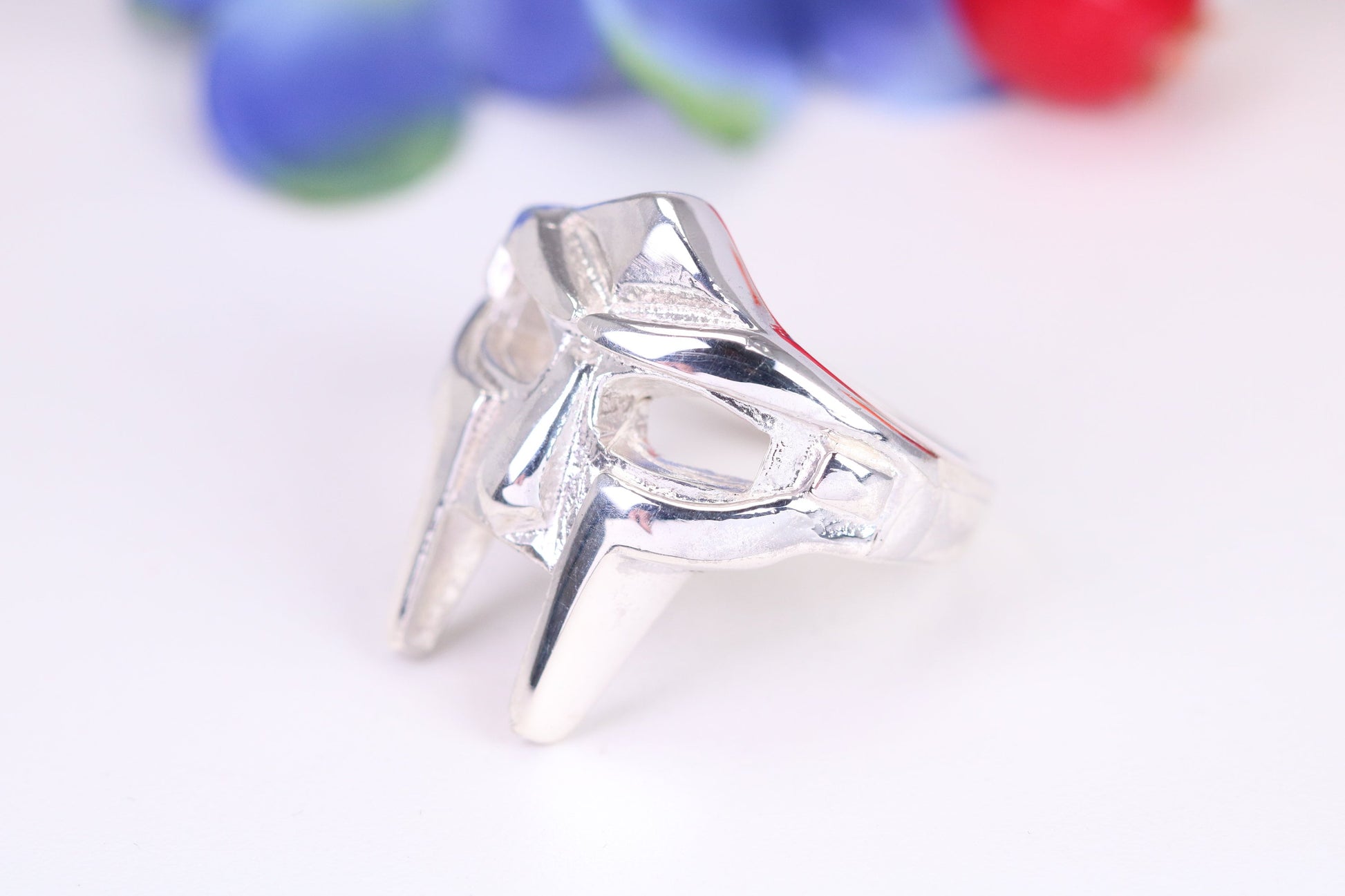 Mask Ring, made from solid cast Silver, British Hallmarked