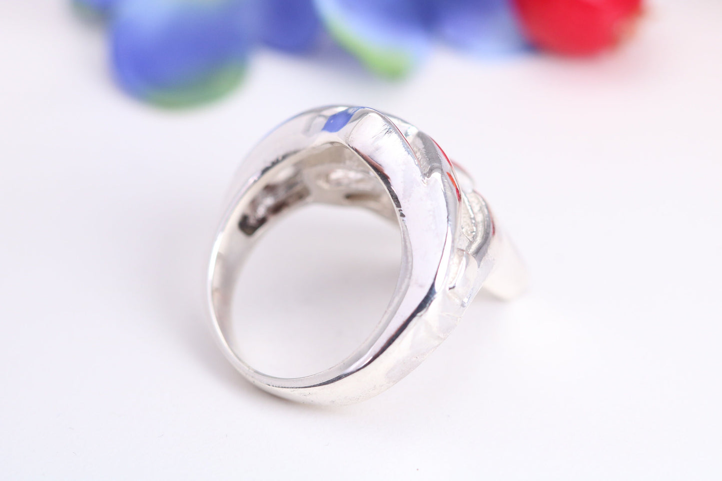 Mask Ring, made from solid cast Silver, British Hallmarked