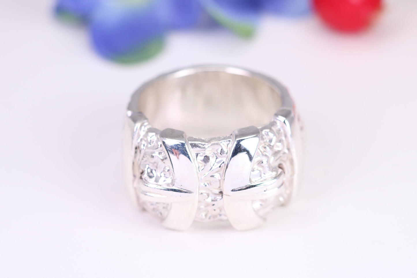 Very large and very very heavy Buckle ring, made from solid cast silver, British Hallmarked