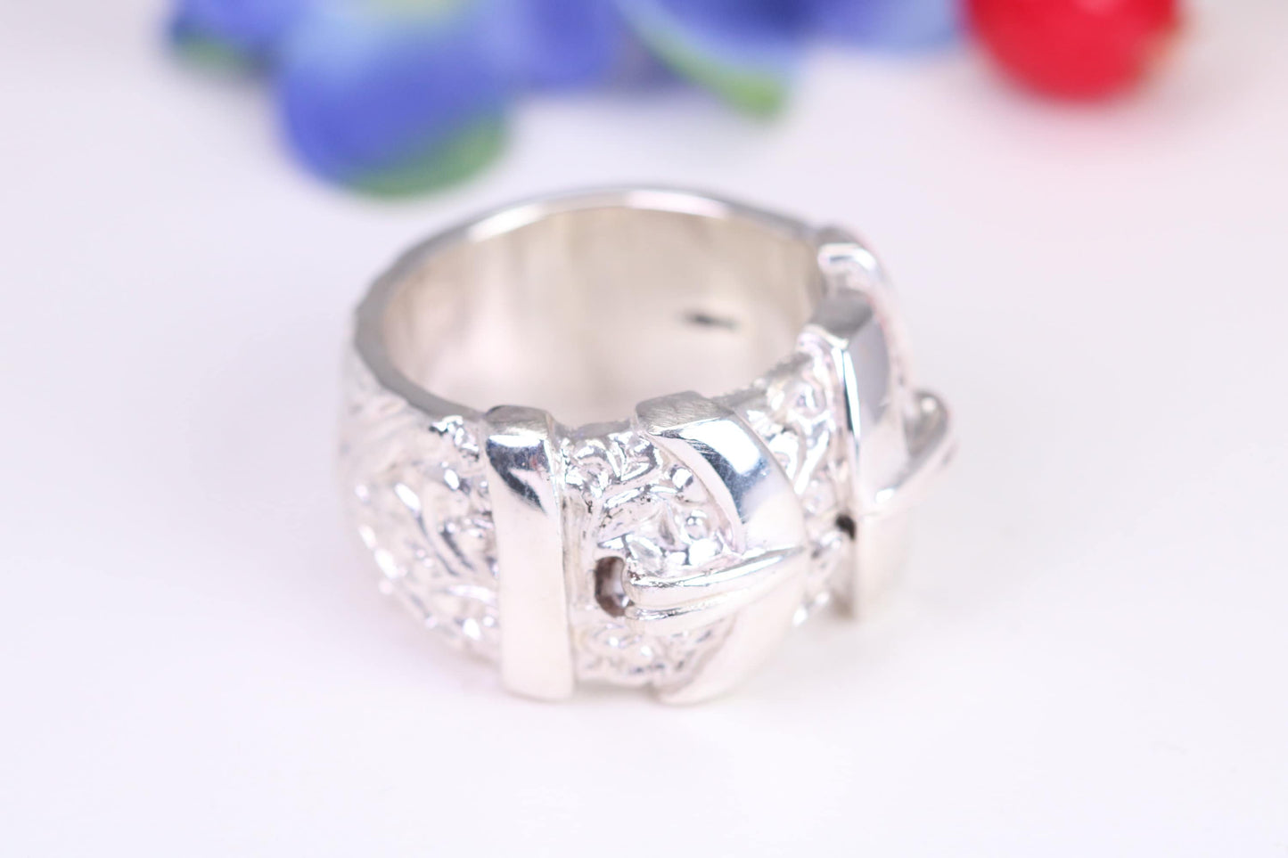 Very large and very very heavy Buckle ring, made from solid cast silver, British Hallmarked