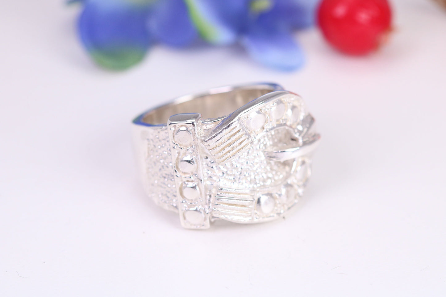 Large and very heavy Buckle ring, made from solid cast silver, British Hallmarked