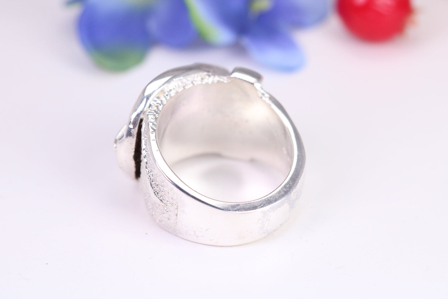 Large and very heavy Buckle ring, made from solid cast silver, British Hallmarked