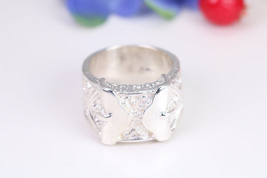 Very large and very very heavy Buckle ring, made from solid cast silver, British Hallmarked