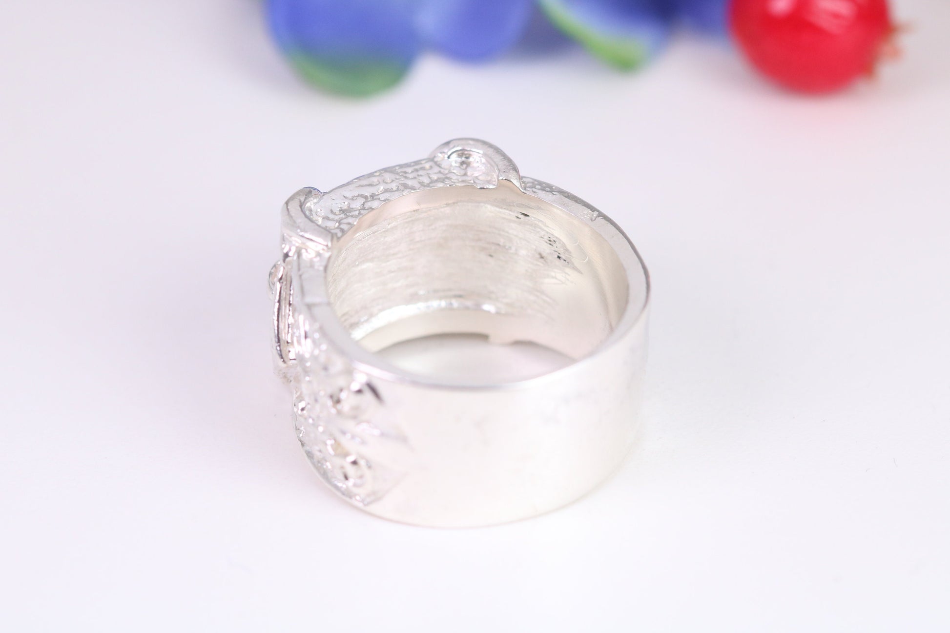 Very large and very very heavy Buckle ring, made from solid cast silver, British Hallmarked