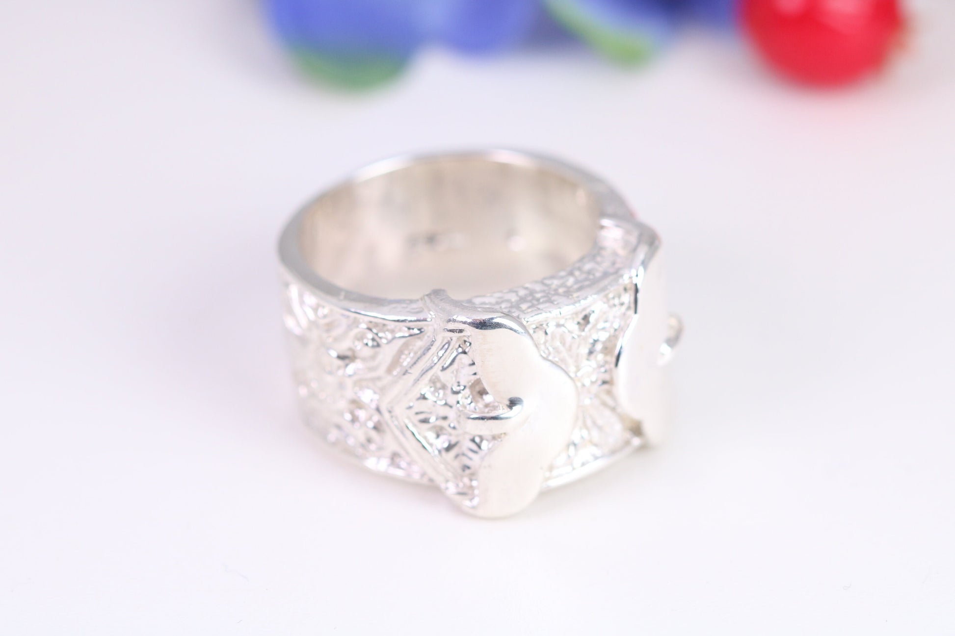 Very large and very very heavy Buckle ring, made from solid cast silver, British Hallmarked