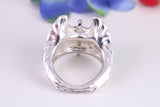 Very large Angel with spread wings ring, made from solid cast silver, British Hallmarked