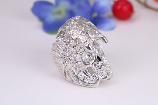 Very large detailed Skull Fanged ring, made from solid cast silver, British Hallmarked