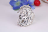 Very large detailed Skull Fanged ring, made from solid cast silver, British Hallmarked
