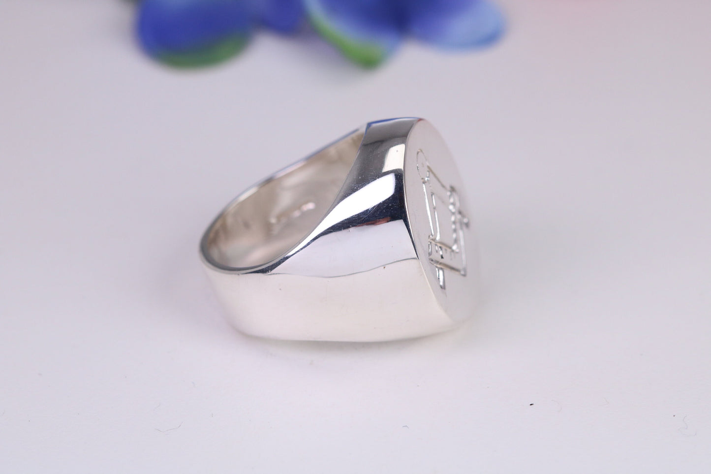 Large Oval Face Masonic ring, made from solid cast sterling silver, British hallmarked