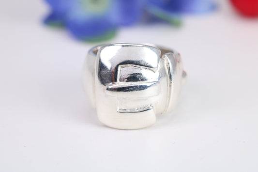 Large and very heavy Buckle ring, made from solid cast Silver, British hallmarked