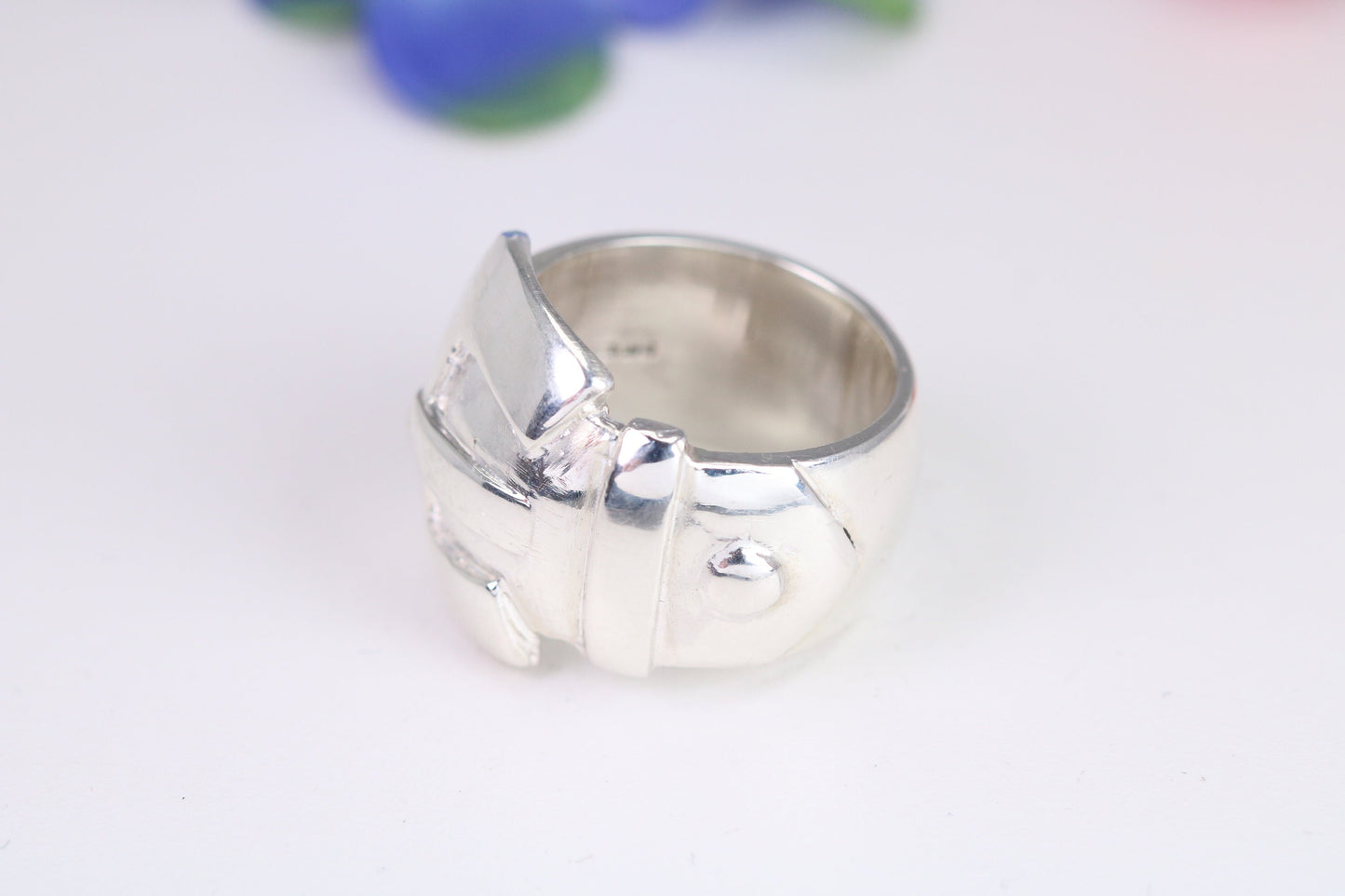 Large and very heavy Buckle ring, made from solid cast Silver, British hallmarked
