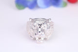 Very large and Tigers head ring, made from solid cast silver, British Hallmarked