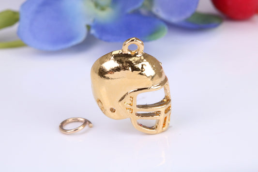 American Football Hat charm, Traditional Charm, Made from Solid Cast Yellow Gold, British Hallmarked