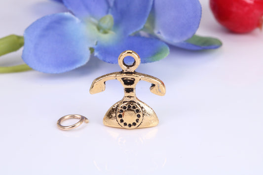 Vintage Phone Charm, Traditional Charm, Made From Solid Cast Yellow Gold with British Hallmark