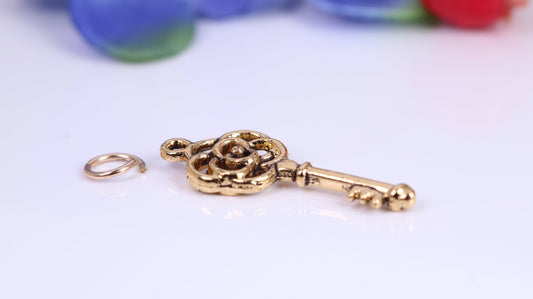 Key Charm, Traditional Charm, Made from Solid Cast Yellow Gold, British Hallmarked