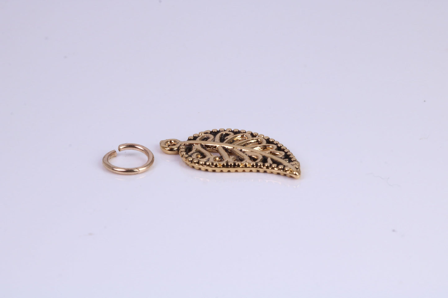 Leaf Charm, Traditional Charm, Made from Solid Cast Yellow Gold, British Hallmarked