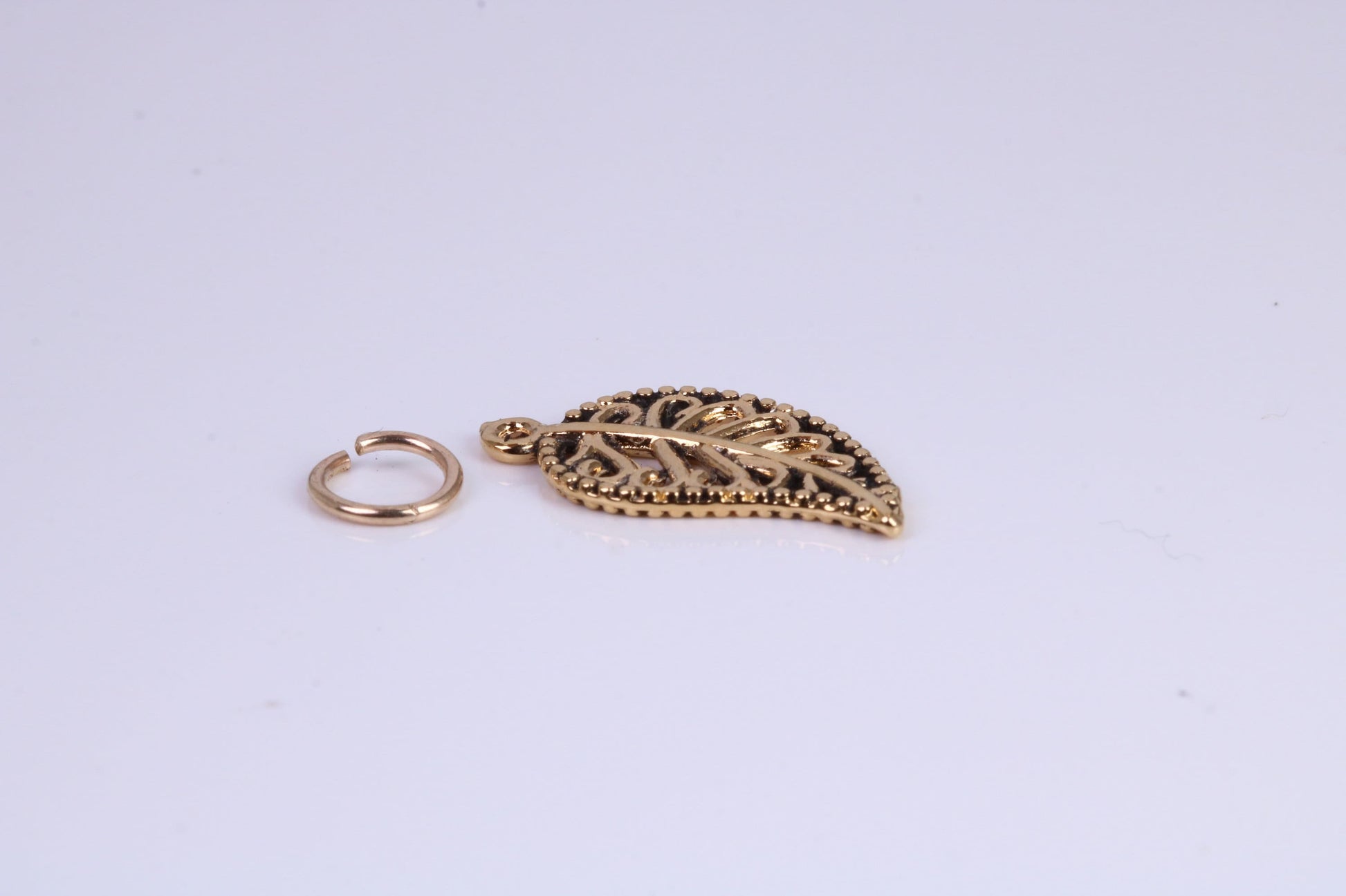 Leaf Charm, Traditional Charm, Made from Solid Cast Yellow Gold, British Hallmarked