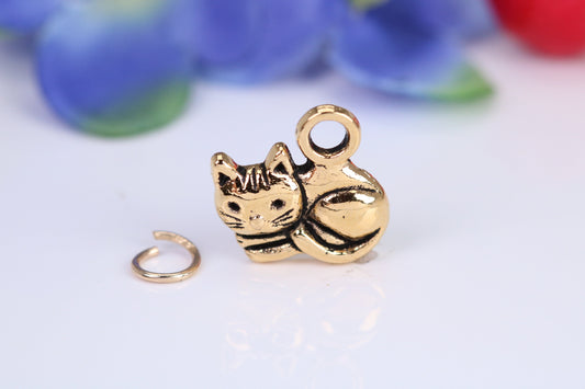 Cat Charm, Traditional Charm, Made from Solid Cast Yellow Gold, British Hallmarked