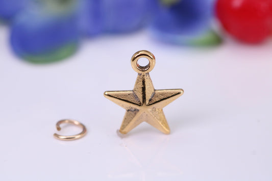 Star Charm, Traditional Charm, Made from Solid Cast Yellow Gold, British Hallmarked