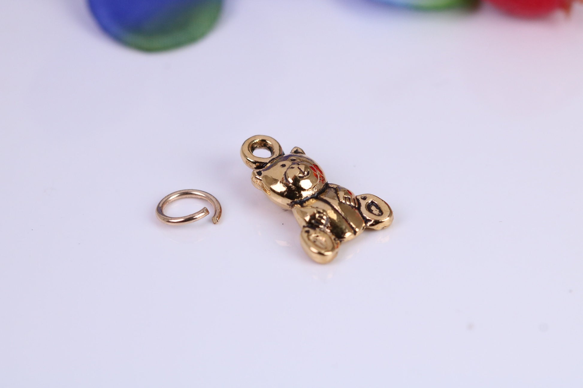 Teddy Bear Charm, Traditional Charm, Made from Solid Cast Yellow Gold, British Hallmarked