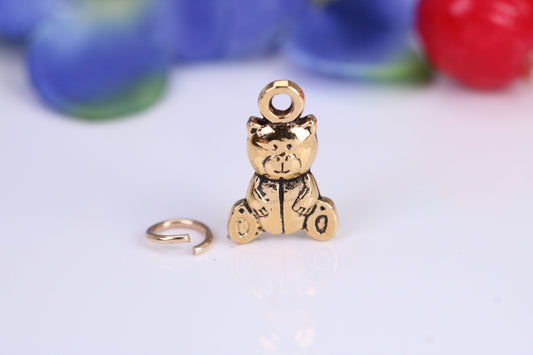 Teddy Bear Charm, Traditional Charm, Made from Solid Cast Yellow Gold, British Hallmarked