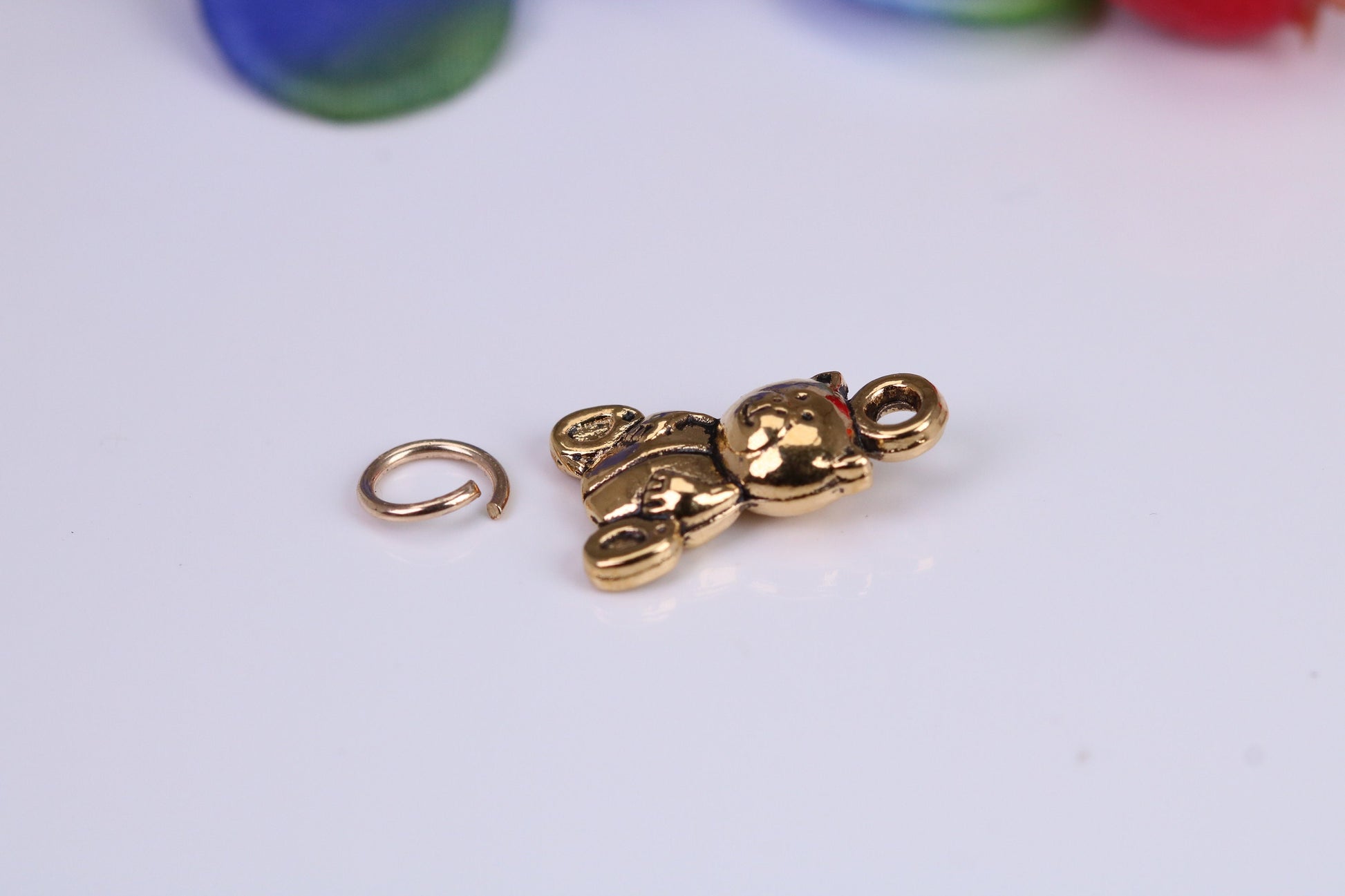 Teddy Bear Charm, Traditional Charm, Made from Solid Cast Yellow Gold, British Hallmarked