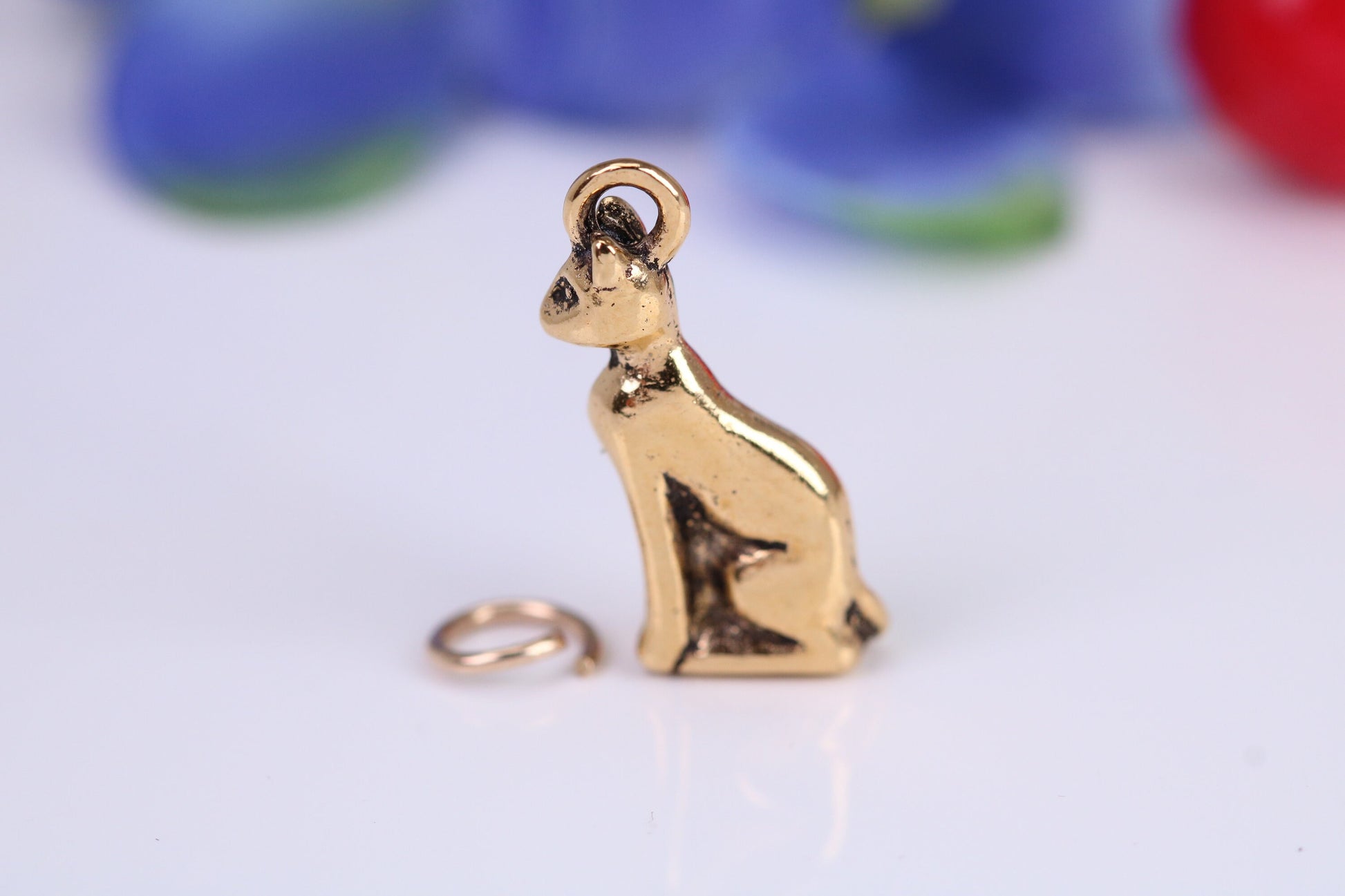 Egyptian Bastet Charm, Traditional Charm, Made from Solid Cast Yellow Gold, British Hallmarked