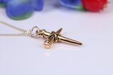 24 mm Long Cross Necklace, Made from Solid Cast Yellow Gold with High Polished Finish, British Hallmarked