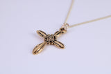 26 mm Long Cross Necklace, Made from Solid Cast Yellow Gold with High Polished Finish, British Hallmarked