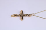 26 mm Long Cross Necklace, Made from Solid Cast Yellow Gold with High Polished Finish, British Hallmarked