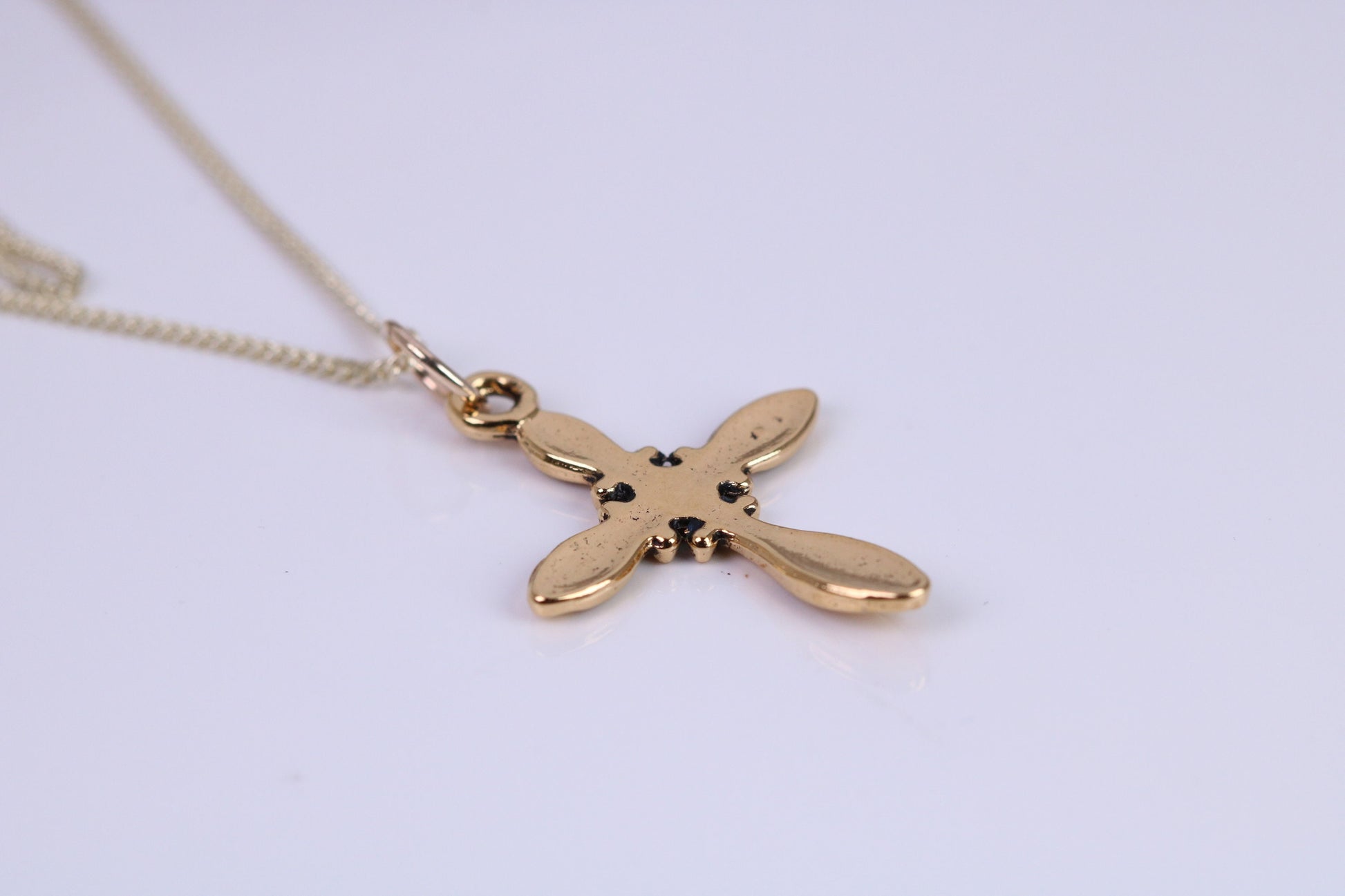 26 mm Long Cross Necklace, Made from Solid Cast Yellow Gold with High Polished Finish, British Hallmarked