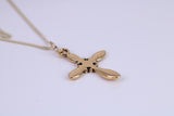 26 mm Long Cross Necklace, Made from Solid Cast Yellow Gold with High Polished Finish, British Hallmarked