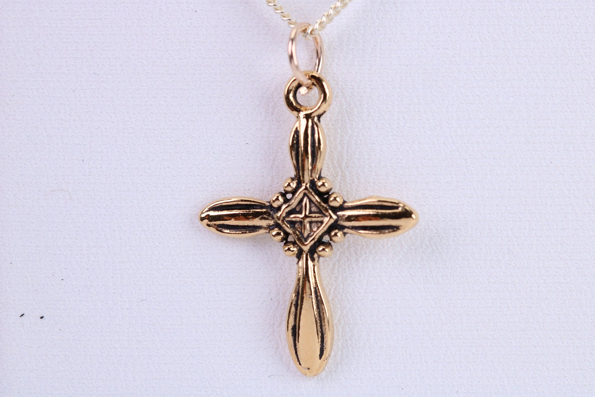 26 mm Long Cross Necklace, Made from Solid Cast Yellow Gold with High Polished Finish, British Hallmarked