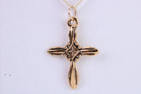26 mm Long Cross Necklace, Made from Solid Cast Yellow Gold with High Polished Finish, British Hallmarked
